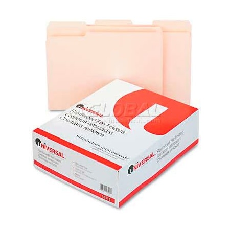 Universal Universal File Folders, 1/3 Cut Assorted, Two-Ply Top Tab, Letter, Manila, 100/Box 16113